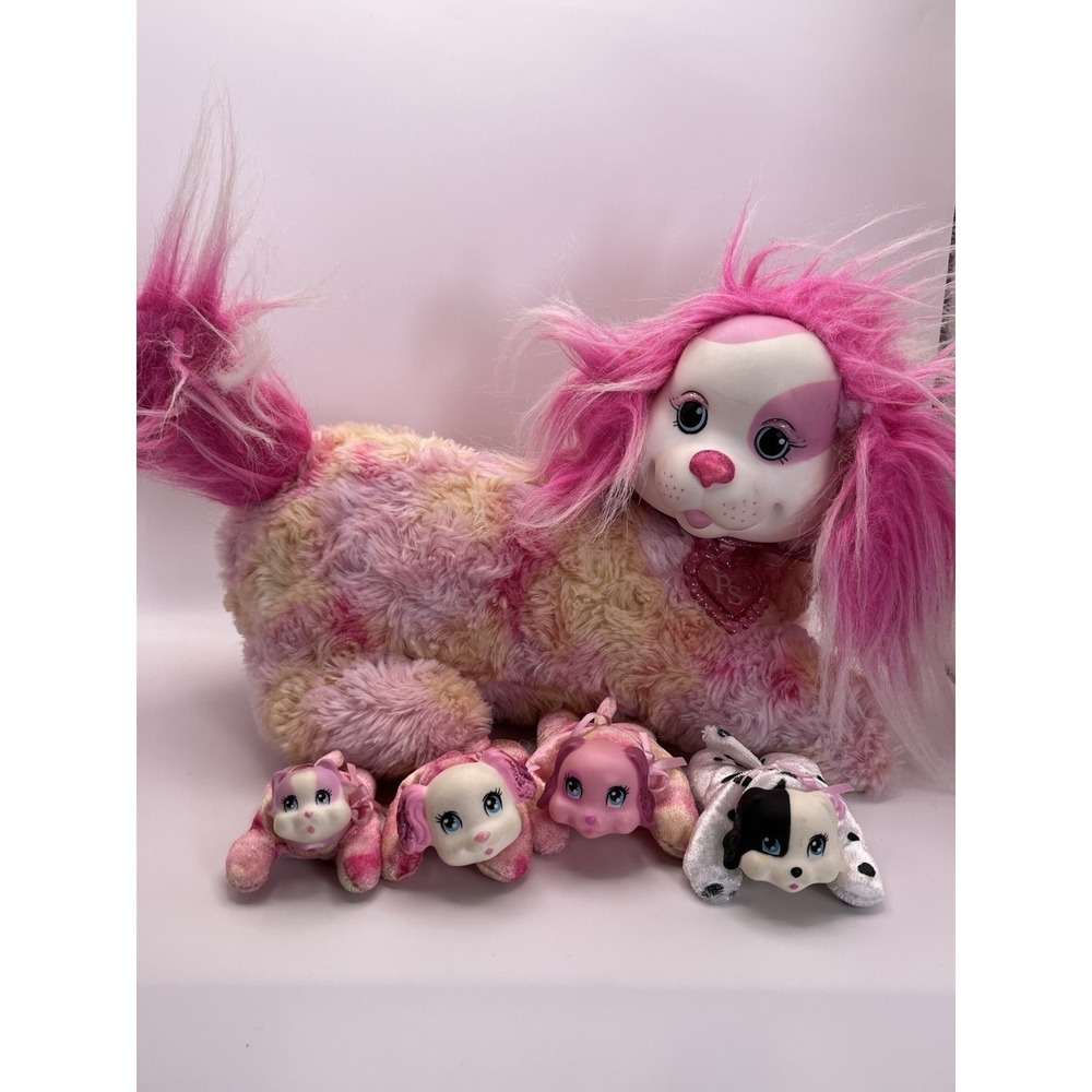 Puppy‎ Surprise Blossom Tie Dye Rainbow Dog Plush Just Play 4 Puppies COMPLETE
